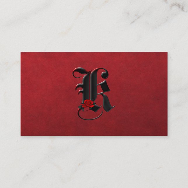 Schwarz mit Rote Rosen Erste K Goth Business Card Visitenkarte (Vorderseite)