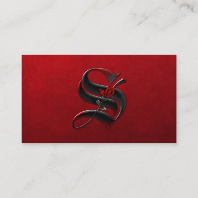 Schwarz mit Rote Rosen Erste S Goth Business Card Visitenkarte (Vorderseite)