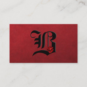 Schwarz mit Rote Rosen Initial B Goth Business Car Visitenkarte