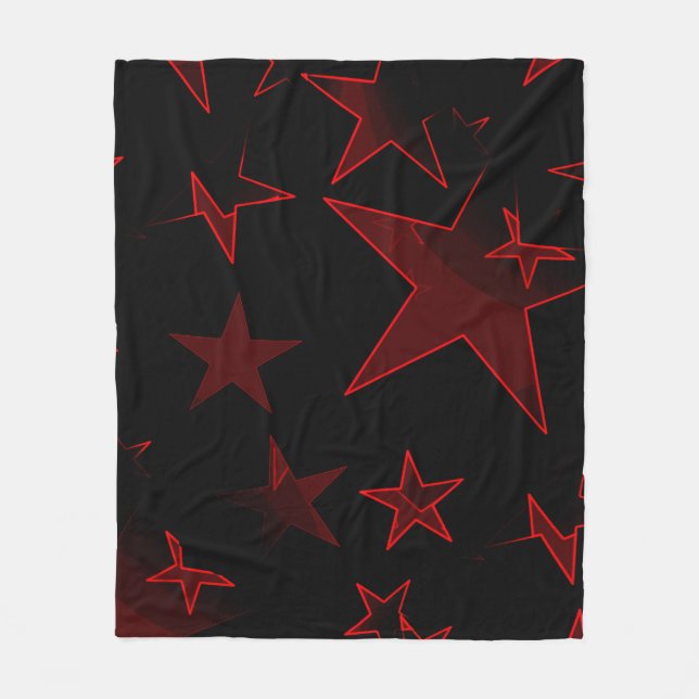 Schwarz mit roten Sternen Fleece Blanket (Vorderseite)