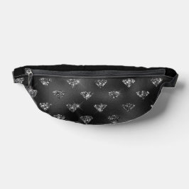 SCHWARZ MIT SILVER GLITZER SCHAUEN DIAMONEN AUS. BAUCHTASCHE