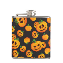 SCHWARZ MIT SPOOKY ORANGE HALLOWEEN PUMPKINEN FLACHMANN