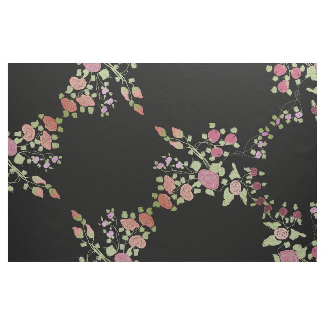 Schwarz mit Vintager Blüte Stoff (Fat Quarter (45,7 x 55,9 cm))