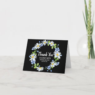Schwarz mit weiß-blauer floraler Abschluss-Dankesc Dankeskarte