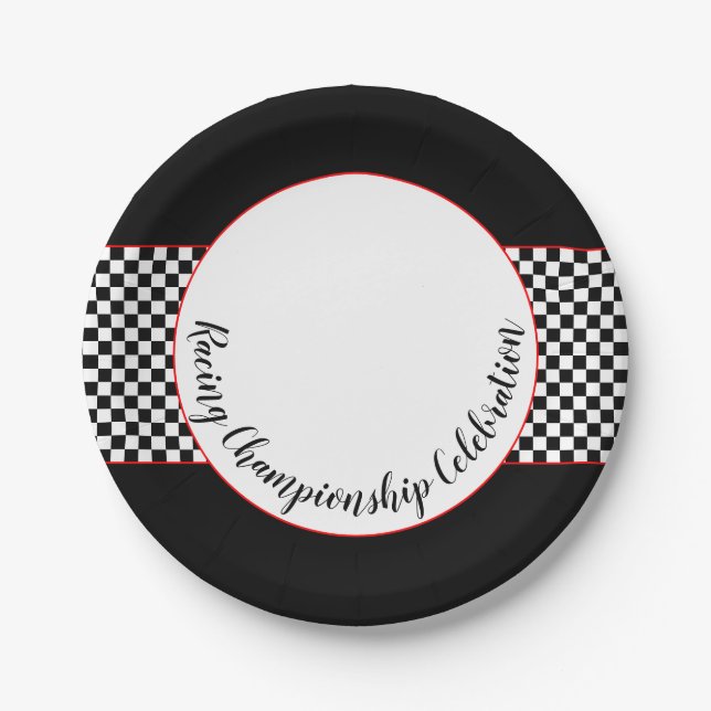 Schwarz mit Weiß Pappteller (Vorderseite)