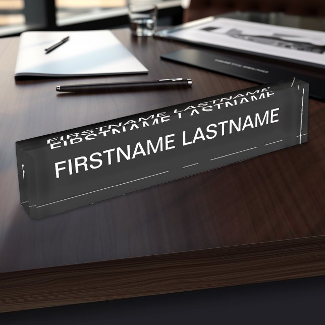 Schwarz mit weißem Namen Namensplakette (Personalized Name Plate - Executive and Professional Designs)