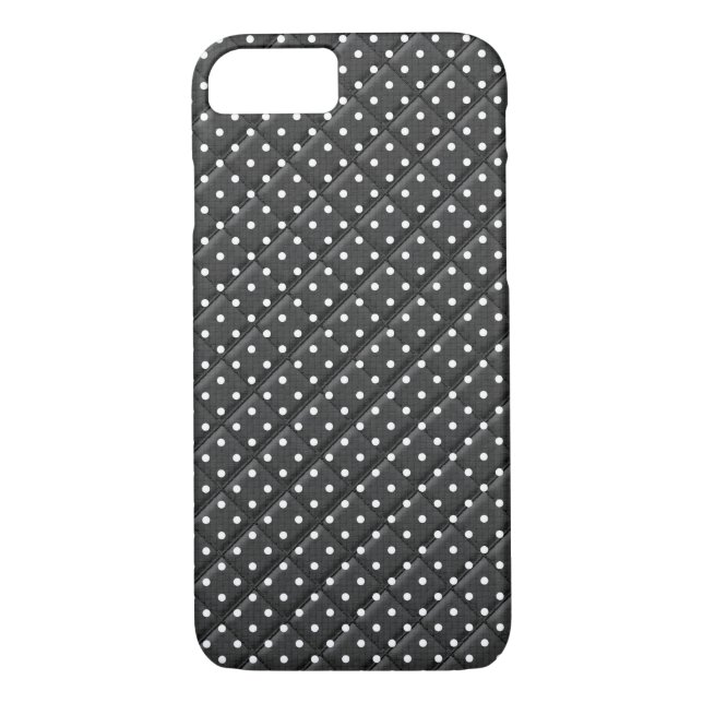 Schwarz mit weißem Polka-Dot-Quiltdesign Case-Mate iPhone Hülle (Rückseite)