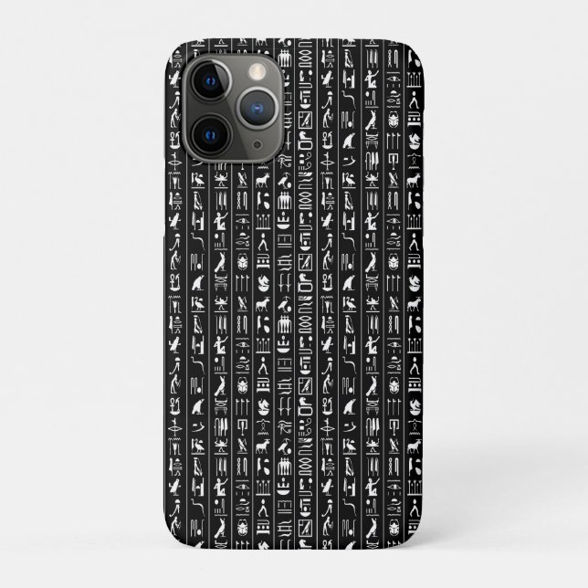 Schwarz mit weißen Hieroglyphen Case-Mate iPhone Hülle (Rückseite)