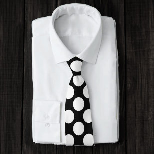 Schwarz mit weißen Polka Dots Retro Krawatte