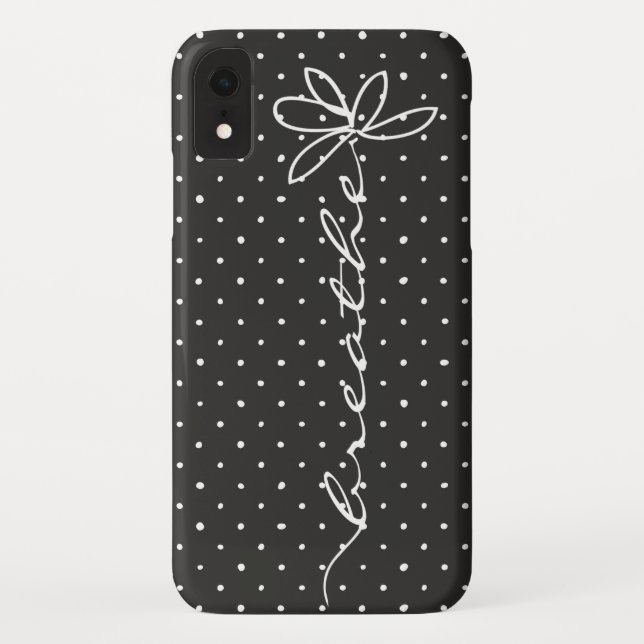 Schwarz mit weißen Polka-Punkten atmen Case-Mate iPhone Hülle (Rückseite)