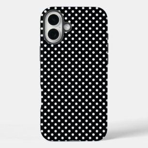 Schwarz mit weißen Polka-Punkten iPhone 16 Plus Hülle