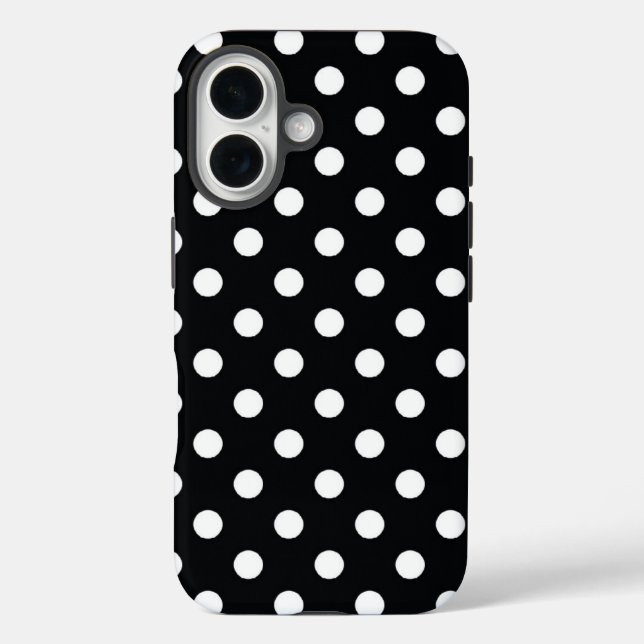 Schwarz mit weißen Polka-Punkten Case-Mate iPhone Hülle (Rückseite)