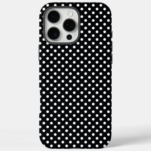 Schwarz mit weißen Polka-Punkten Case-Mate iPhone Hülle (Rückseite)
