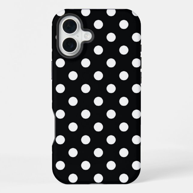 Schwarz mit weißen Polka-Punkten iPhone Hülle (Rückseite)