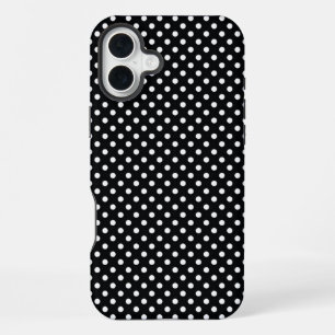 Schwarz mit weißen Polka-Punkten iPhone 16 Plus Hülle