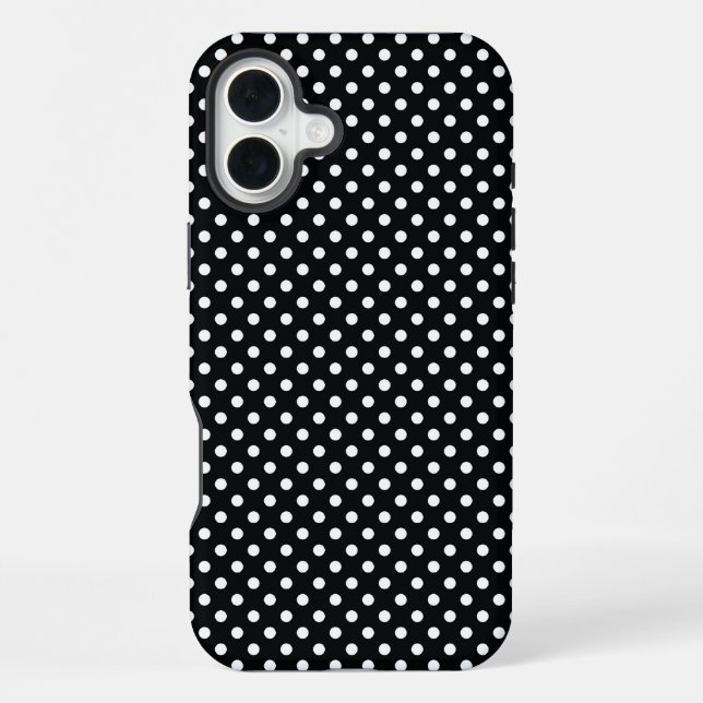 Schwarz mit weißen Polka-Punkten iPhone Hülle (Rückseite)