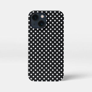 Schwarz mit weißen Polka-Punkten iPhone 13 Mini Hülle
