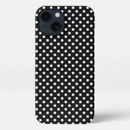 Schwarz mit weißen Polka-Punkten iPhone 13 Hülle