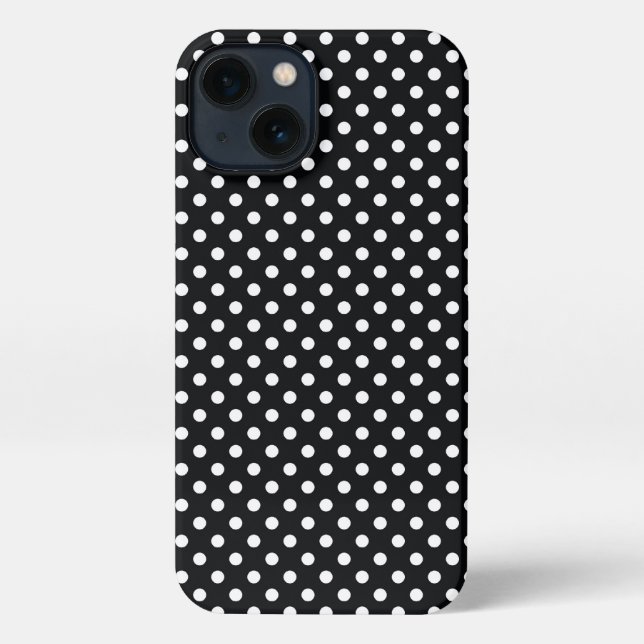 Schwarz mit weißen Polka-Punkten iPhone Hülle (Rückseite)