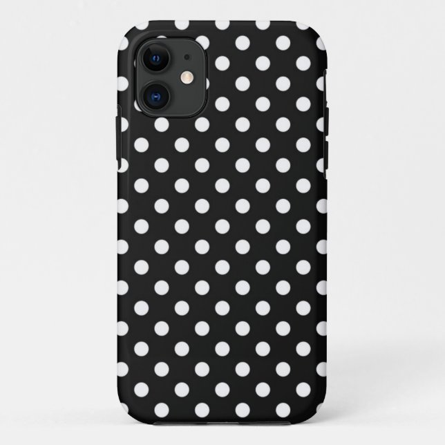 Schwarz mit weißen Punkten Case-Mate iPhone Hülle (Rückseite)