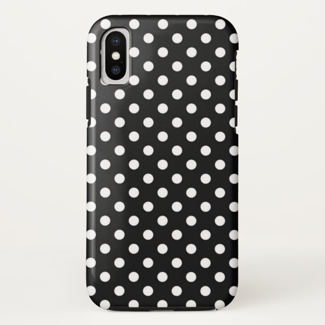 Schwarz mit weißen Punkten Case-Mate iPhone Hülle (Rückseite)