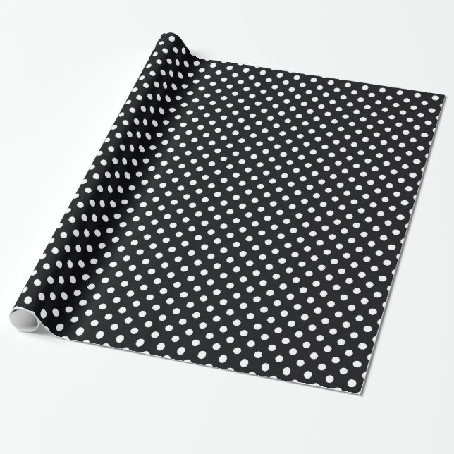 Schwarz mit weißen Punkten Geschenkpapier (Ungerollt)