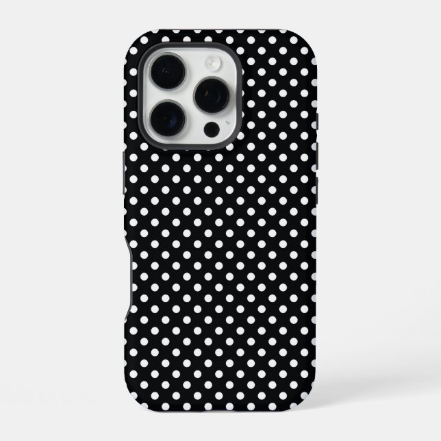 Schwarz mit weißen Punkten iPhone Hülle (Rückseite)