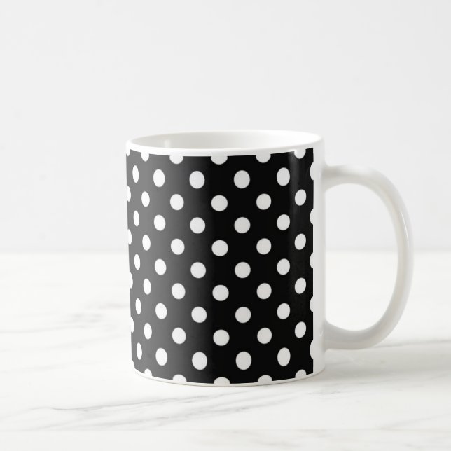 Schwarz mit weißen Punkten Kaffeetasse (Rechts)