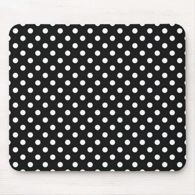 Schwarz mit weißen Punkten Mousepad (Vorne)
