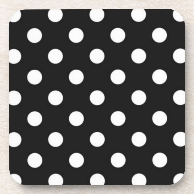 Schwarz mit weißen Punkten Untersetzer (Vorderseite)