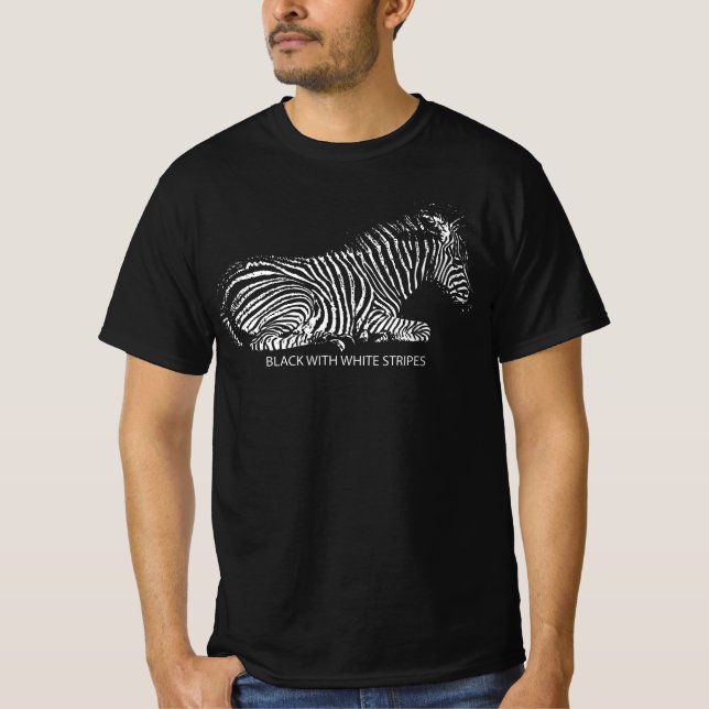 Schwarz mit weißen Streifen T-Shirt (Vorderseite)