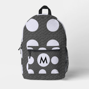 Schwarz mit weißen Tupfen Monogramm Bedruckter Rucksack