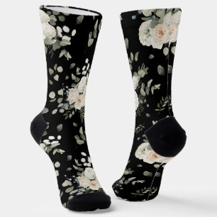 Schwarz mit weißer Hochzeit Blumenmuster Socken