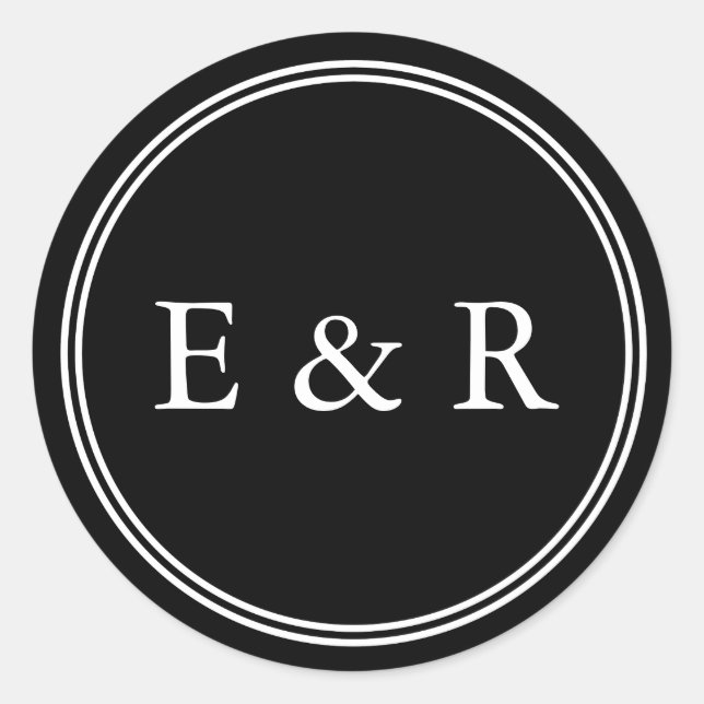 Schwarz mit weißer Hochzeit Runder Aufkleber (Vorderseite)