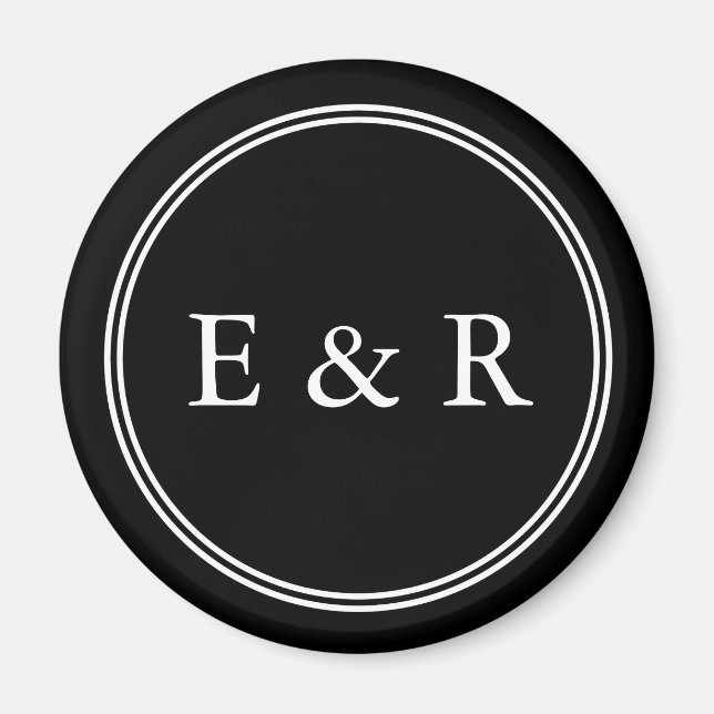 Schwarz mit weißer Hochzeitsdetails Magnet (Vorne)