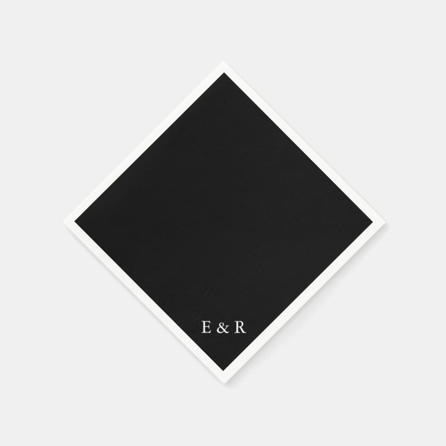 Schwarz mit weißer Hochzeitsdetails Serviette (Ecke)