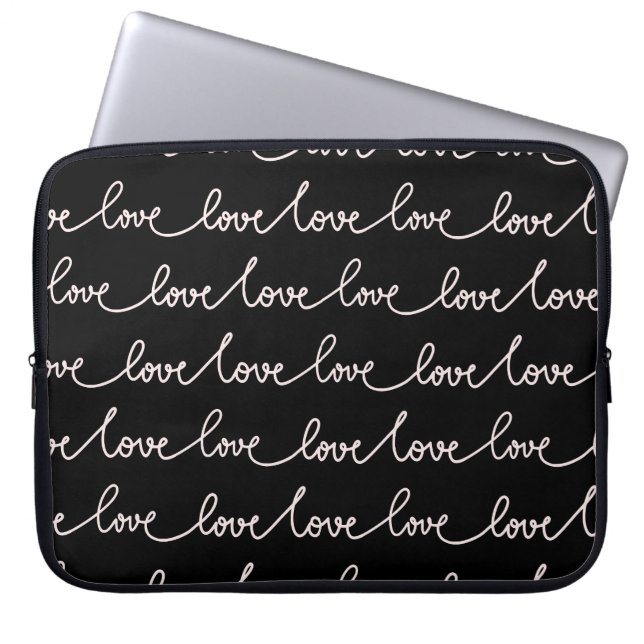 SCHWARZ MIT WEISSER LIEBE LAPTOPSCHUTZHÜLLE (Vorderseite)