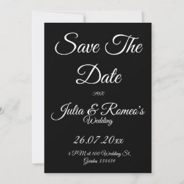 Schwarz mit weißer Schrift Save-the-Date-Karte Einladung