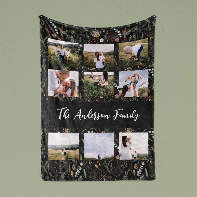 Schwarz modern 9 Foto Wasserfarbe botanische Blüte Fleecedecke (Von Creator hochgeladen)