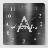 Schwarz-Modern-Elegant-Metallic-Monogramm-Name