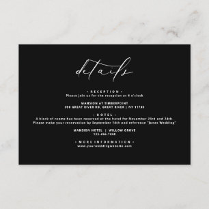 Schwarz-modern-elegante kalligraphische Hochzeitsd Begleitkarte