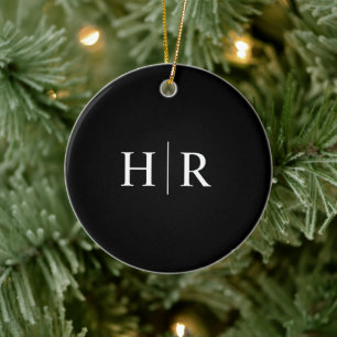 Schwarz-Modern-Monogramm Keramik Ornament