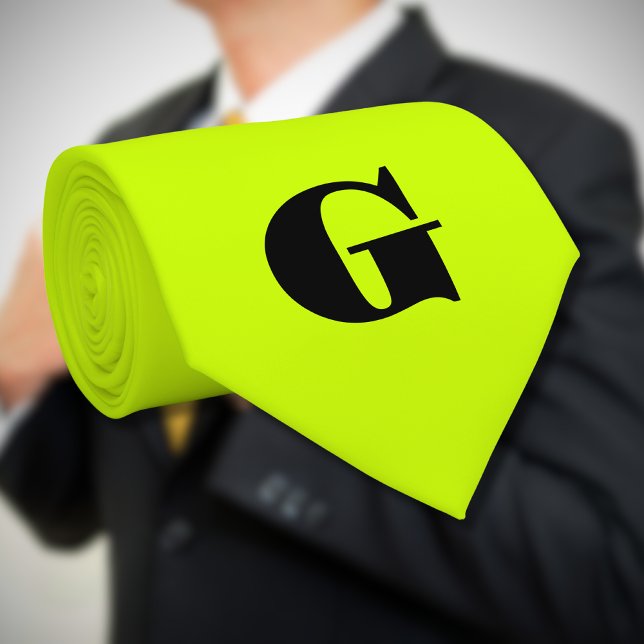 Schwarz-Modern-Monogramm | Neongelb Limon Krawatte (Von Creator hochgeladen)