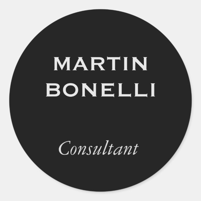 Schwarz Modern Schlicht Minimalistisch Runder Aufkleber (Vorderseite)