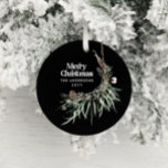 Schwarz, modern und elegant, botanisch keramik ornament<br><div class="desc">Schwarz moderne elegante rustikale Aquarell getrocknete botanische florale Farben mutierte Feiertage Dekoration Weihnachtsschmuck.</div>