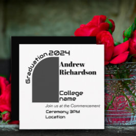 Schwarz, modern, weiß Abschluss, Flachkarte Ankündigung