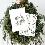 Schwarz moderne elegante Wasserfarbe botanische ru Feiertagskarte<br><div class="desc">Schwarz moderne elegante rustikale Aquarell getrocknete botanische florale gedämpfte Farben Feiertag Weihnachtskarte.</div>