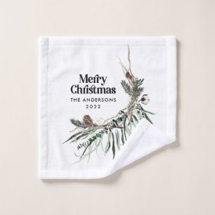 Schwarz moderne elegante Wasserfarbe botanische ru Waschlappen