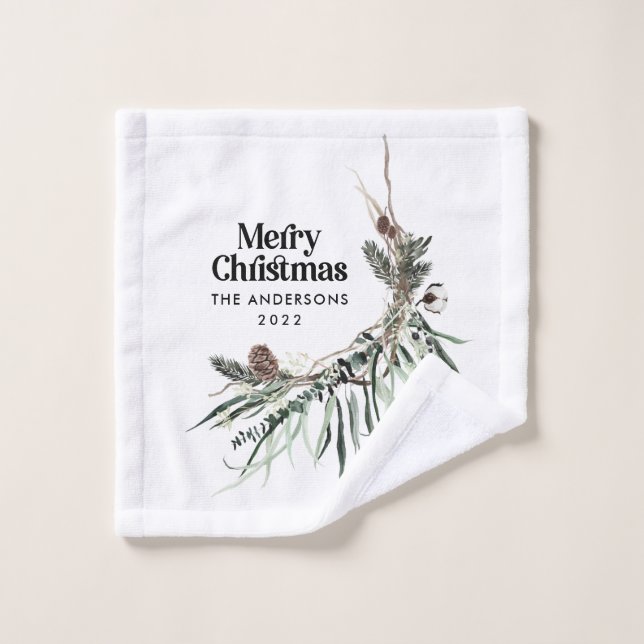 Schwarz moderne elegante Wasserfarbe botanische ru Waschlappen (Waschlappen)