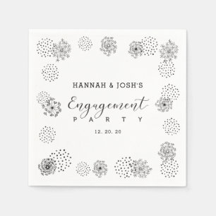 Schwarz Moderne florale Engagement Partei Neapel Serviette